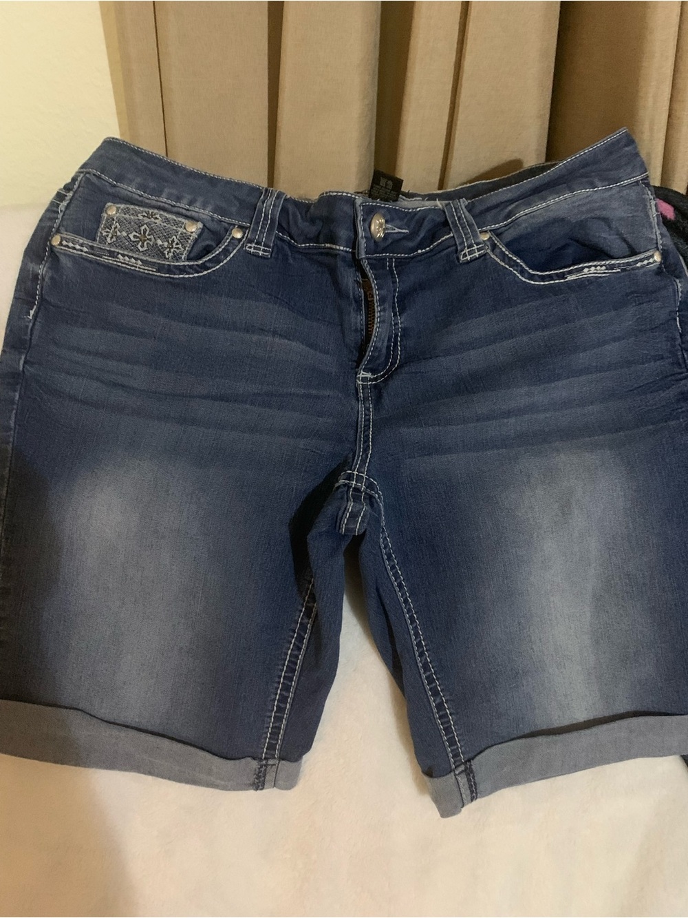 Others Follow Dark Blue Denim Cuffed Women's Shorts